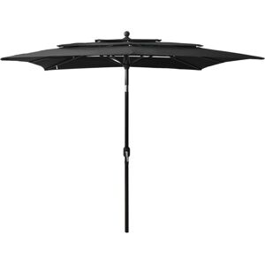 vidaXL 3-Tier Parasol with Aluminium Pole Black - Garden Sunshade vidaXL 3-Tier Parasol with Aluminium Pole Black - Garden Sunshade