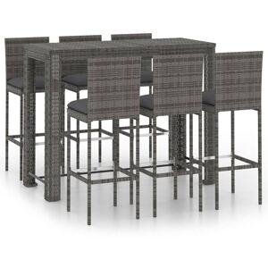 7 Piece Garden Bar Set with Cushions Poly Rattan Grey Vidaxl 7 Piece Garden Bar Set with Cushions Poly Rattan Grey Vidaxl