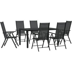 7 Piece Garden Dining Set Black Aluminium vidaXL 7 Piece Garden Dining Set Black Aluminium vidaXL