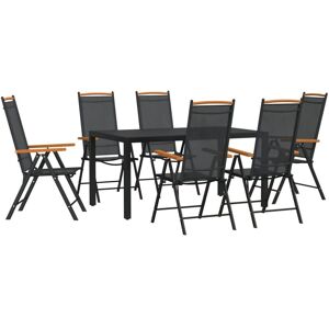 7 Piece Garden Dining Set Black Aluminium vidaXL 7 Piece Garden Dining Set Black Aluminium vidaXL