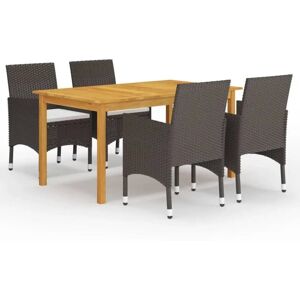 5 Piece Garden Dining Set with Cushions Brown vidaXL 5 Piece Garden Dining Set with Cushions Brown vidaXL