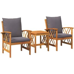 Garden Sofa Set with Cushion 3 pcs Brown Solid acacia wood vidaXL Garden Sofa Set with Cushion 3 pcs Brown Solid acacia wood vidaXL