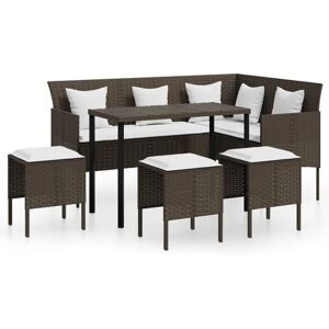 5 Piece L-shaped Couch Sofa Set with Cushions Poly Rattan Brown Vidaxl 5 Piece L-shaped Couch Sofa Set with Cushions Poly Rattan Brown Vidaxl