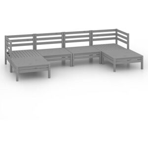 6 Piece Garden Lounge Set Grey Solid Wood Pine Vidaxl 6 Piece Garden Lounge Set Grey Solid Wood Pine Vidaxl