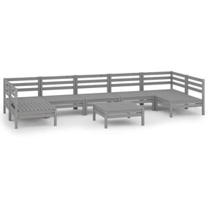 8 Piece Garden Lounge Set Grey Solid Wood Pine Vidaxl 8 Piece Garden Lounge Set Grey Solid Wood Pine Vidaxl