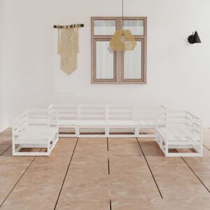 Vidaxl - 8 Piece Garden Lounge Set White Solid Pinewood Vidaxl - 8 Piece Garden Lounge Set White Solid Pinewood