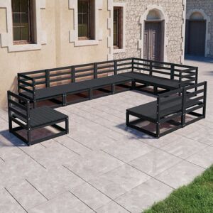 Vidaxl - 10 Piece Garden Lounge Set Black Solid Pinewood Vidaxl - 10 Piece Garden Lounge Set Black Solid Pinewood