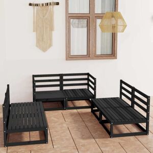 6 Piece Garden Lounge Set Black Solid Pinewood vidaXL 6 Piece Garden Lounge Set Black Solid Pinewood vidaXL