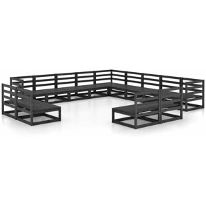 Vidaxl - 13 Piece Garden Lounge Set Black Solid Pinewood Vidaxl - 13 Piece Garden Lounge Set Black Solid Pinewood