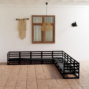 9 Piece Garden Lounge Set Black Solid Pinewood Vidaxl 9 Piece Garden Lounge Set Black Solid Pinewood Vidaxl
