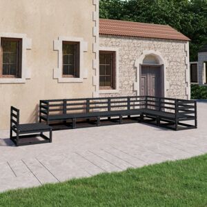 Vidaxl - 8 Piece Garden Lounge Set Black Solid Pinewood Vidaxl - 8 Piece Garden Lounge Set Black Solid Pinewood