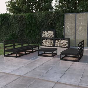 6 Piece Garden Lounge Set Black Solid Pinewood Vidaxl 6 Piece Garden Lounge Set Black Solid Pinewood Vidaxl