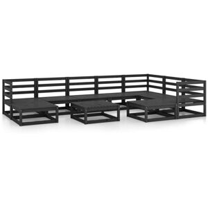 Vidaxl - 10 Piece Garden Lounge Set Black Solid Pinewood Vidaxl - 10 Piece Garden Lounge Set Black Solid Pinewood