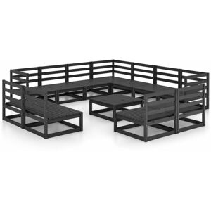 Vidaxl - 12 Piece Garden Lounge Set Black Solid Pinewood Vidaxl - 12 Piece Garden Lounge Set Black Solid Pinewood