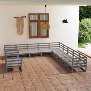11 Piece Garden Lounge Set Grey Solid Pinewood Vidaxl 11 Piece Garden Lounge Set Grey Solid Pinewood Vidaxl