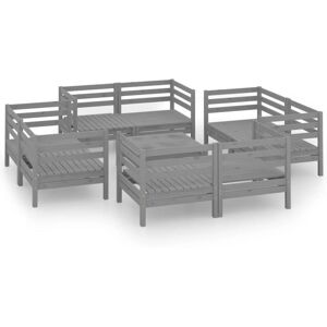 9 Piece Garden Lounge Set Grey Solid Pinewood Vidaxl 9 Piece Garden Lounge Set Grey Solid Pinewood Vidaxl