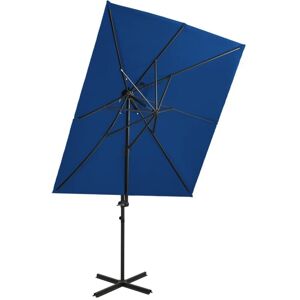 vidaXL Cantilever Umbrella with Double Top Azure Blue 250x250 cm Sunshade vidaXL Cantilever Umbrella with Double Top Azure Blue 250x250 cm Sunshade