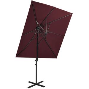 vidaXL Cantilever Umbrella with Double Top Bordeaux Red 250x250 cm Sunshade vidaXL Cantilever Umbrella with Double Top Bordeaux Red 250x250 cm Sunshade
