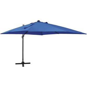vidaXL Cantilever Umbrella with Pole and LED Lights Azure Blue - Garden Parasol vidaXL Cantilever Umbrella with Pole and LED Lights Azure Blue - Garden Parasol