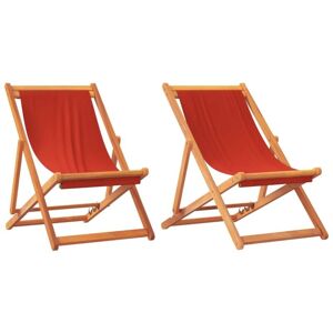 Vidaxl - Folding Beach Chairs 2 pcs Red Fabric Vidaxl - Folding Beach Chairs 2 pcs Red Fabric