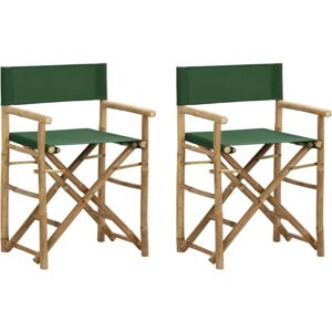 Vidaxl - Folding Director's Chairs 2 pcs Green Bamboo and Fabric Vidaxl - Folding Director's Chairs 2 pcs Green Bamboo and Fabric