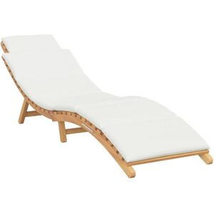 Sun Lounger Cream white 188 x 55 x 59 cm Solid teak wood Vidaxl Sun Lounger Cream white 188 x 55 x 59 cm Solid teak wood Vidaxl