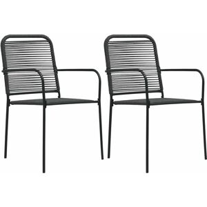 Vidaxl - Garden Chairs 2 pcs Cotton Rope and Steel Black Vidaxl - Garden Chairs 2 pcs Cotton Rope and Steel Black