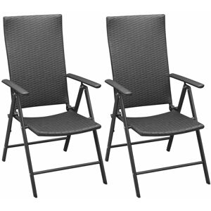 Vidaxl - Stackable Garden Chairs 2 pcs Poly Rattan Black Vidaxl - Stackable Garden Chairs 2 pcs Poly Rattan Black