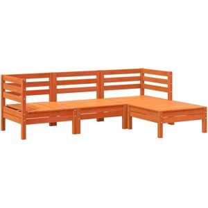 Vidaxl - Garden Sofa 3-Seater with Footstool Wax Brown Solid Wood Pine Vidaxl - Garden Sofa 3-Seater with Footstool Wax Brown Solid Wood Pine