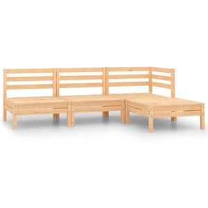 vidaXL Pinewood Garden Lounge Set - 4 Piece Outdoor Patio Sofa Seating vidaXL Pinewood Garden Lounge Set - 4 Piece Outdoor Patio Sofa Seating