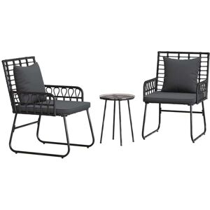 Vidaxl - Garden Dining Set 3 pcs Black, Anthracite Poly rattan, steel Vidaxl - Garden Dining Set 3 pcs Black, Anthracite Poly rattan, steel
