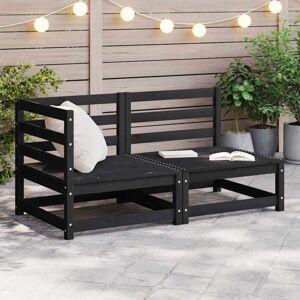 2 Piece Garden Lounge Set Black Solid Pinewood vidaXL 2 Piece Garden Lounge Set Black Solid Pinewood vidaXL