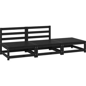 Vidaxl - 3 Piece Garden Lounge Set Black Solid Pinewood Vidaxl - 3 Piece Garden Lounge Set Black Solid Pinewood