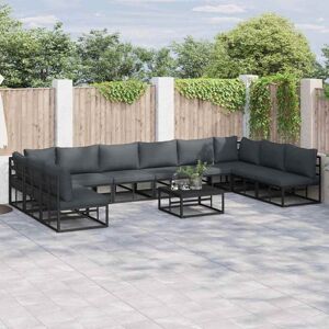 Garden Sofa Set with Cushion 11 pcs Black Aluminium Vidaxl Garden Sofa Set with Cushion 11 pcs Black Aluminium Vidaxl