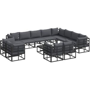 Garden Sofa Set with Cushion 13 pcs Black Aluminium Vidaxl Garden Sofa Set with Cushion 13 pcs Black Aluminium Vidaxl