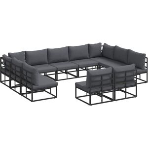 Garden Sofa Set with Cushion Black Aluminium vidaXL Garden Sofa Set with Cushion Black Aluminium vidaXL