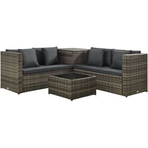 4 Piece Garden Lounge Set with Cushions Poly Rattan Grey Vidaxl 4 Piece Garden Lounge Set with Cushions Poly Rattan Grey Vidaxl