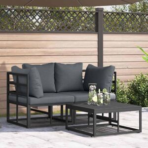 Garden Sofa Set with Cushion 3 pcs Black Aluminium vidaXL Garden Sofa Set with Cushion 3 pcs Black Aluminium vidaXL
