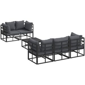 Garden Sofa Set with Cushion 6 pcs Black Aluminium Vidaxl Garden Sofa Set with Cushion 6 pcs Black Aluminium Vidaxl