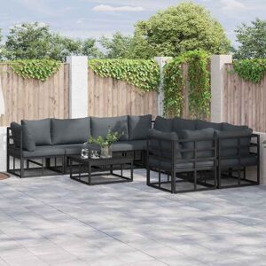 Garden Sofa Set with Cushion 8 pcs Black Aluminium Vidaxl Garden Sofa Set with Cushion 8 pcs Black Aluminium Vidaxl
