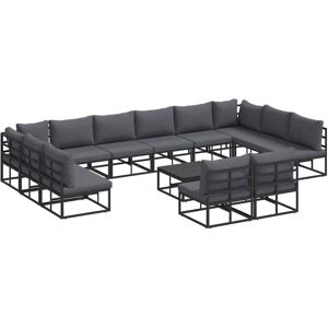 Garden Sofa Set with Cushion 13 pcs Black Aluminium Vidaxl Garden Sofa Set with Cushion 13 pcs Black Aluminium Vidaxl
