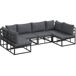 Vidaxl - Garden Sofa Set with Cushion 6 pcs Black Aluminium Vidaxl - Garden Sofa Set with Cushion 6 pcs Black Aluminium