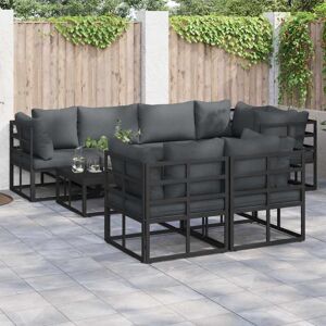 Garden Sofa Set with Cushion 7 pcs Black Aluminium Vidaxl Garden Sofa Set with Cushion 7 pcs Black Aluminium Vidaxl