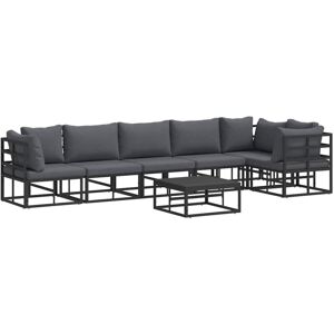 Garden Sofa Set with Cushion 7 pcs Black Aluminium Vidaxl Garden Sofa Set with Cushion 7 pcs Black Aluminium Vidaxl