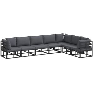 Garden Sofa Set with Cushion 7 pcs Black Aluminium Vidaxl Garden Sofa Set with Cushion 7 pcs Black Aluminium Vidaxl