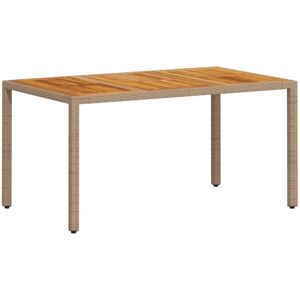 Garden Table Beige 150x90x75 cm Poly Rattan Acacia Wood Vidaxl Garden Table Beige 150x90x75 cm Poly Rattan Acacia Wood Vidaxl