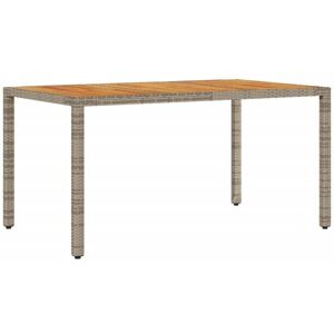 Garden Table with Acacia Wood Top Grey 150x90x75 cm Poly Rattan vidaXL Garden Table with Acacia Wood Top Grey 150x90x75 cm Poly Rattan vidaXL