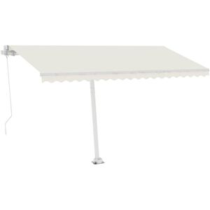 vidaXL Manual Retractable Awning with LED 400x300 cm Cream Sun Shade Shelter - Retractable Awning vidaXL Manual Retractable Awning with LED 400x300 cm Cream Sun Shade Shelter - Retractable Awning