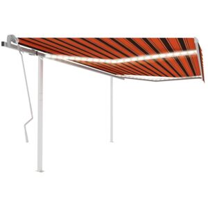 vidaXL Orange Brown 4.5x3 m Retractable Awning with LED vidaXL Orange Brown 4.5x3 m Retractable Awning with LED