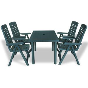 5 Piece Outdoor Dining Set Plastic Green vidaXL 5 Piece Outdoor Dining Set Plastic Green vidaXL